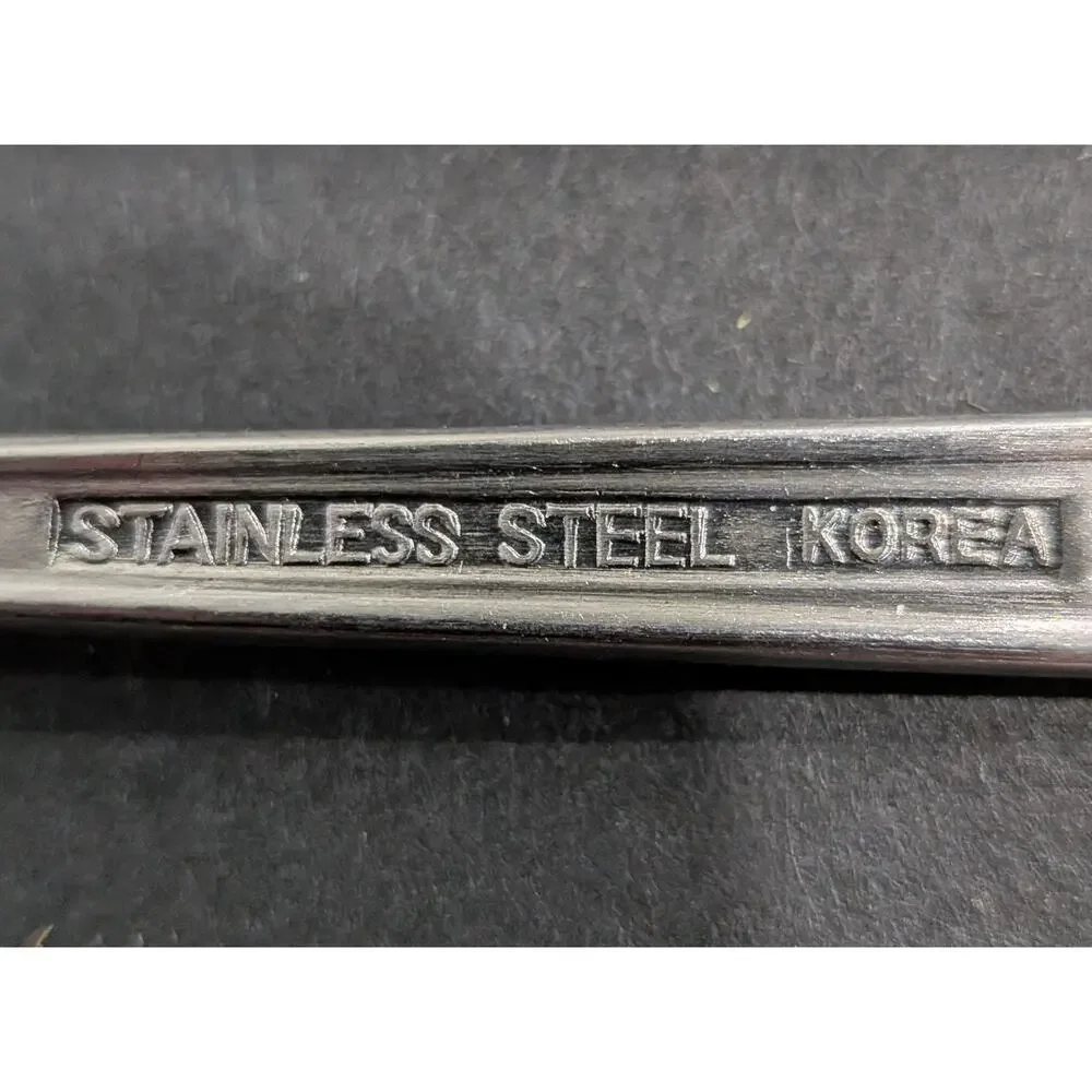 Vintage Atomic Floral Iced Tea Spoons Set Of 8 MCM Stainless Steel Korea Retro